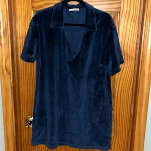Reformation blue velour shift dress